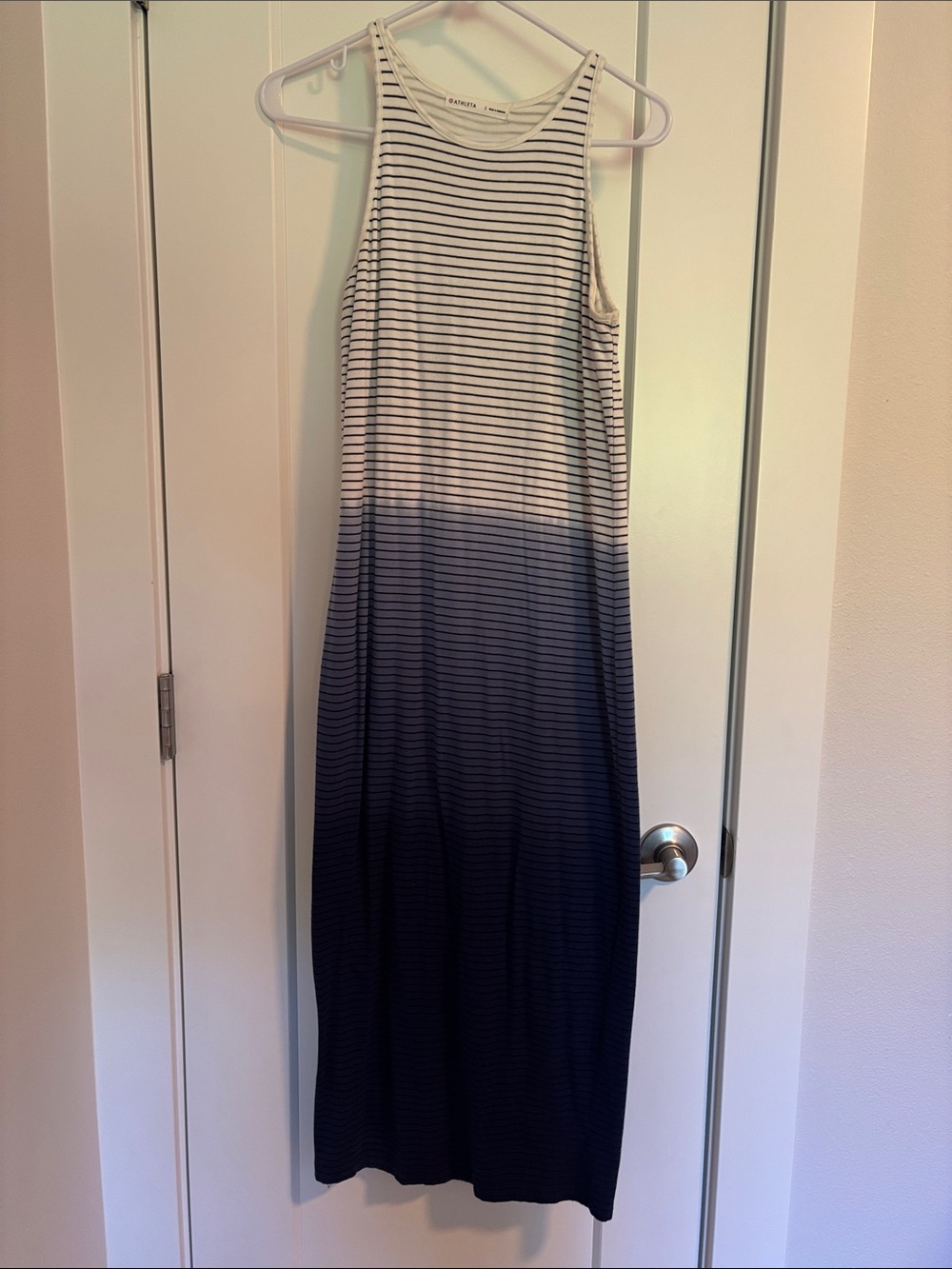 Athleta Navy and White Striped Tank Dress